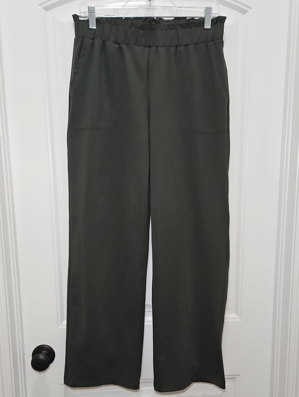 joie Dark Olive Green/Gray Straight Leg Pant Medium Women's Elastic Waist